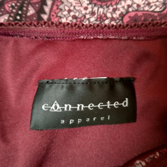 Vintage Y2K Connected Apparel Skirt S Fairy Maroon Paisley Semi Sheer Whimsical - Picture 3 of 8